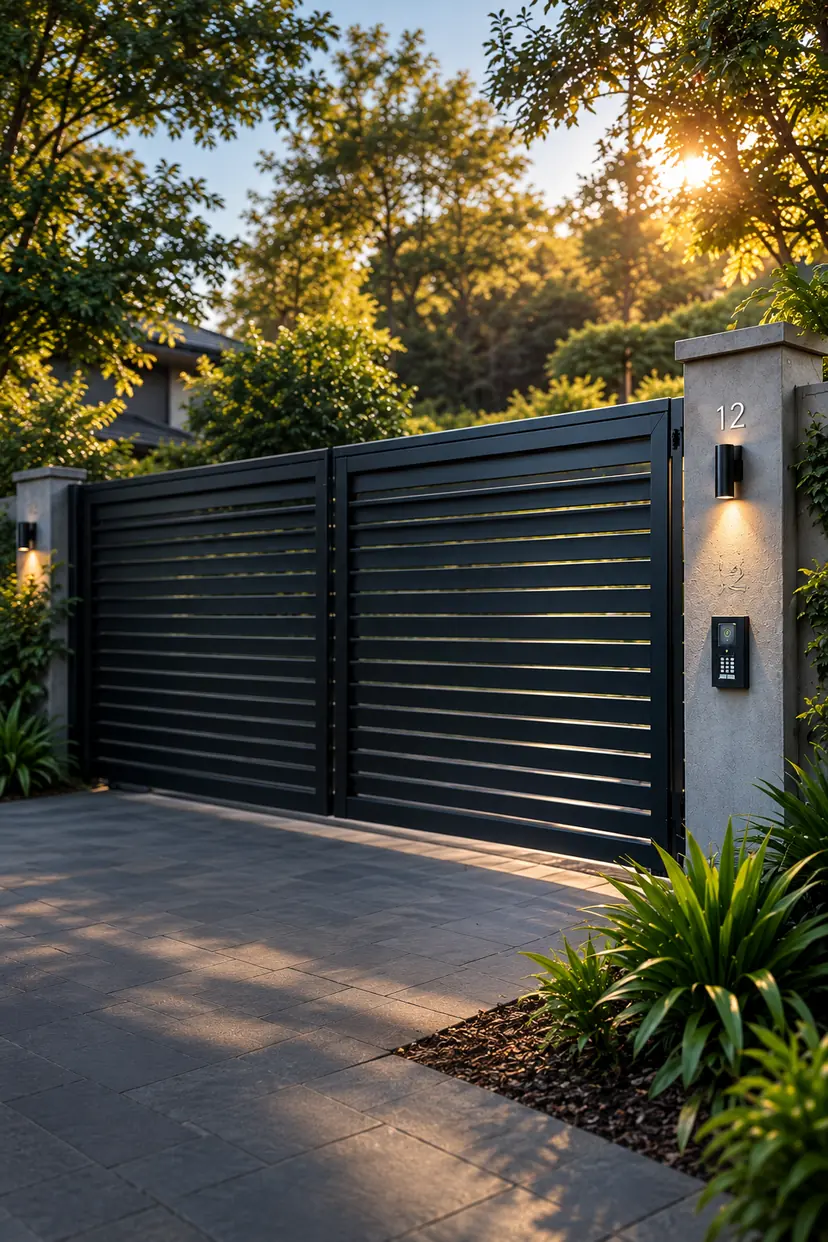 Automatic sliding driveway gate at a Melbourne home